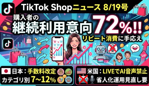 【TikTok Shopニュース】購入者の継続利用意向72%、リピート消費の定着に手応え（8/19号）